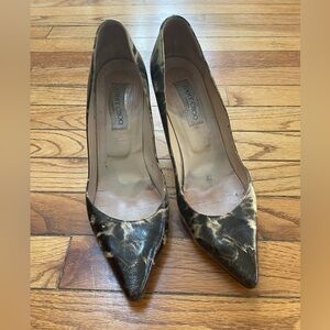 Jimmy Choo Tie Dye Patent Smoke Marble Green Heels, size 41